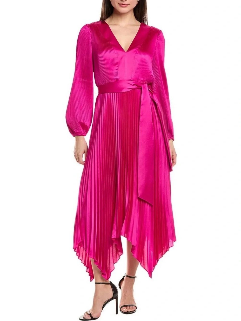 Milly Pleated Tie-Waist Midi Dress size 0